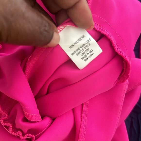 Amanda Uprichard Sateen Smocked Waist Square Neck Ruched Leg Jumpsuit Hot Pink M - Picture 8 of 9